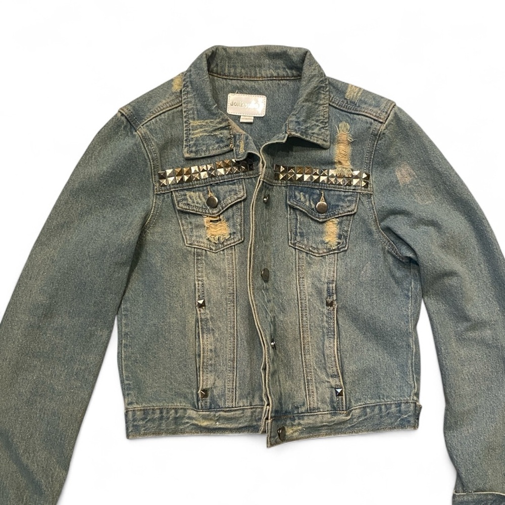 denim jacket with stud detail